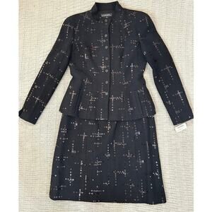 NWT Chanel Black Sequin Blazer Jacket Skirt Suit Set FR 42 US 10 02A MSRP $4340